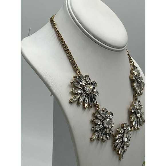 J. Crew‎ Clear Spear Prong Set Faceted Rhinestone Statement Necklace - Picture 9 of 14